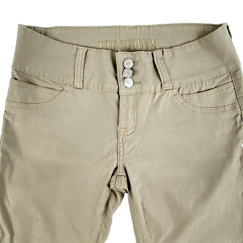 VIP Stretch Jeans Women's 11 / 12 Khaki Color 5 Pocket Design Skinny Leg Beige